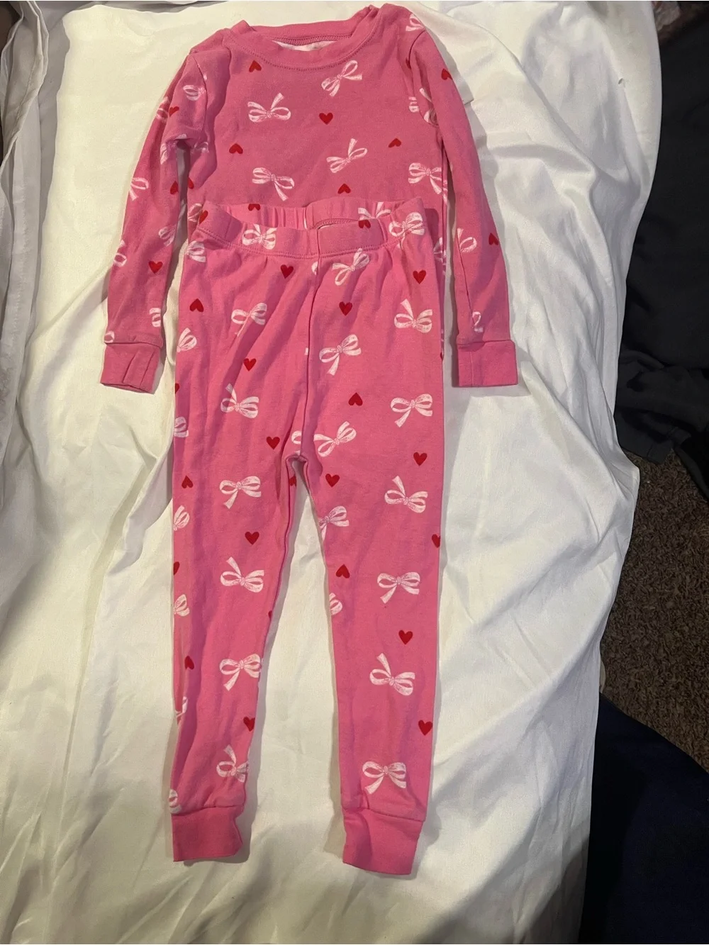 wonder nation Pink Bow & Heart Print Girls Pajama Set